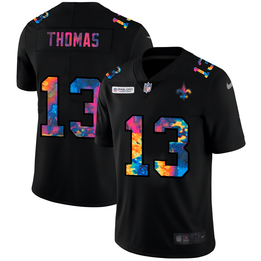 New Orleans Saints #13 Michael Thomas Men's Nike Multi-Color Black 2020 NFL Crucial Catch Vapor Untouchable Limited Jersey