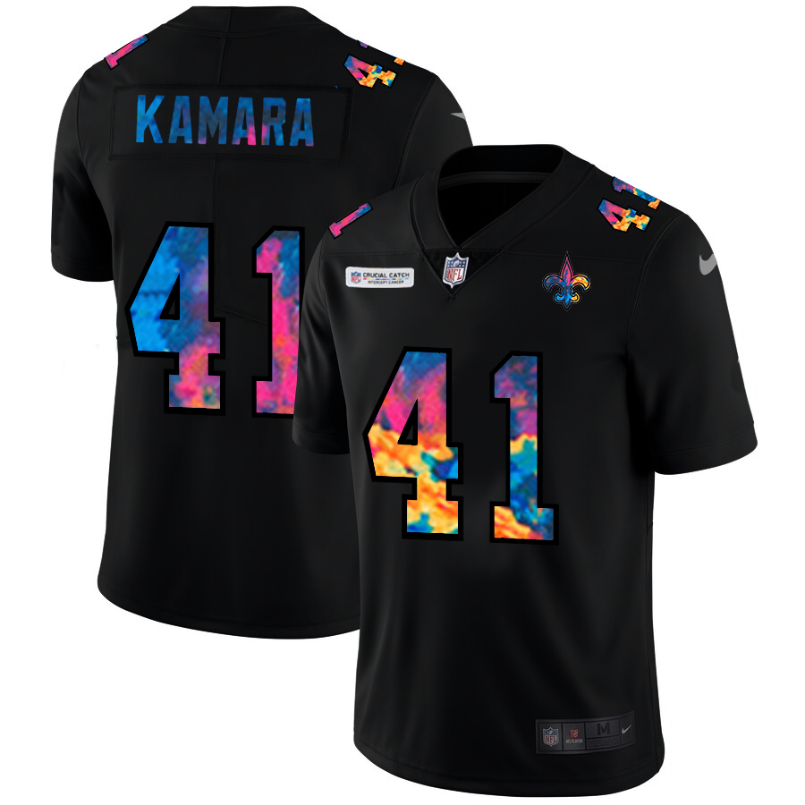 New Orleans Saints #41 Alvin Kamara Men's Nike Multi-Color Black 2020 NFL Crucial Catch Vapor Untouchable Limited Jersey