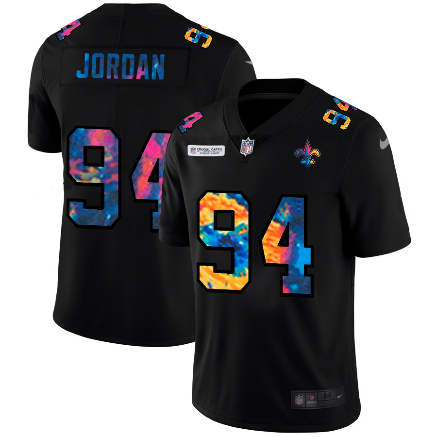 New Orleans Saints #94 Cameron Jordan Men's Nike Multi-Color Black 2020 NFL Crucial Catch Vapor Untouchable Limited Jersey