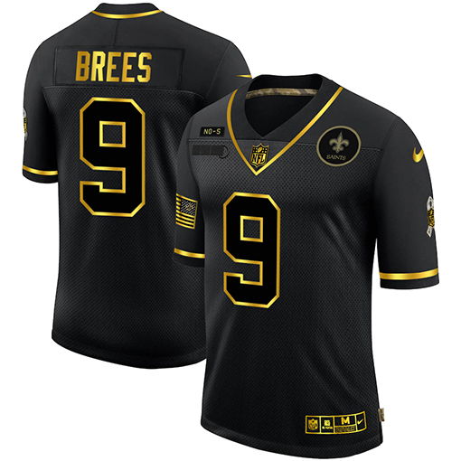 New Orleans Saints #9 Drew Brees Men's Nike 2020 Salute To Service Golden Limited NFL Jersey Black