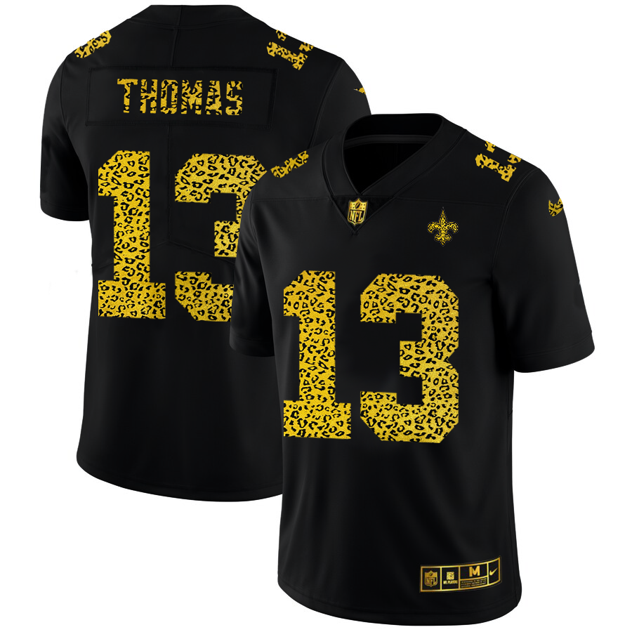 New Orleans Saints #13 Michael Thomas Men's Nike Leopard Print Fashion Vapor Limited NFL Jersey Black