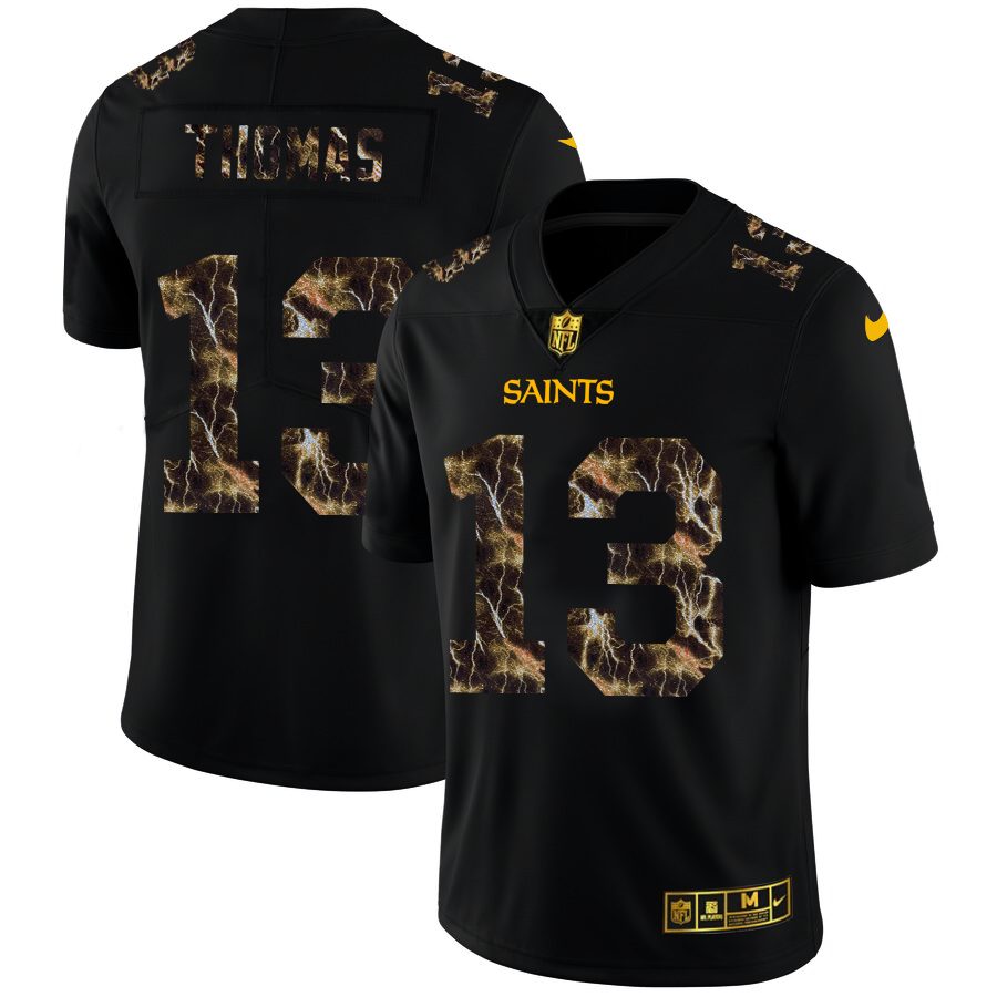 New Orleans Saints #13 Michael Thomas Men's Black Nike Flocked Lightning Vapor Limited NFL Jersey