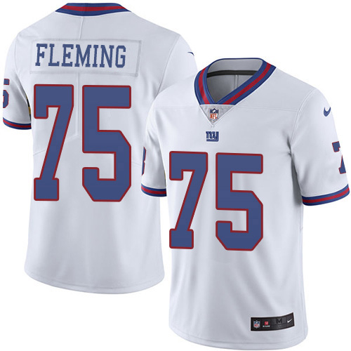 Nike Giants #75 Cameron Fleming White Men's Stitched NFL Limited Rush Jersey