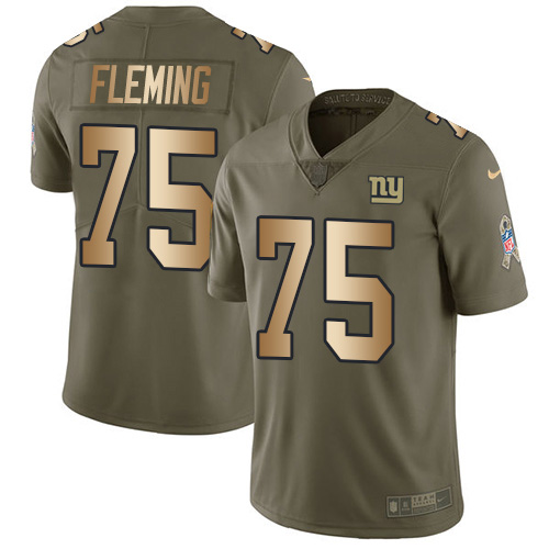 Nike Giants #75 Cameron Fleming Olive/Gold Men's Stitched NFL Limited 2017 Salute To Service Jersey