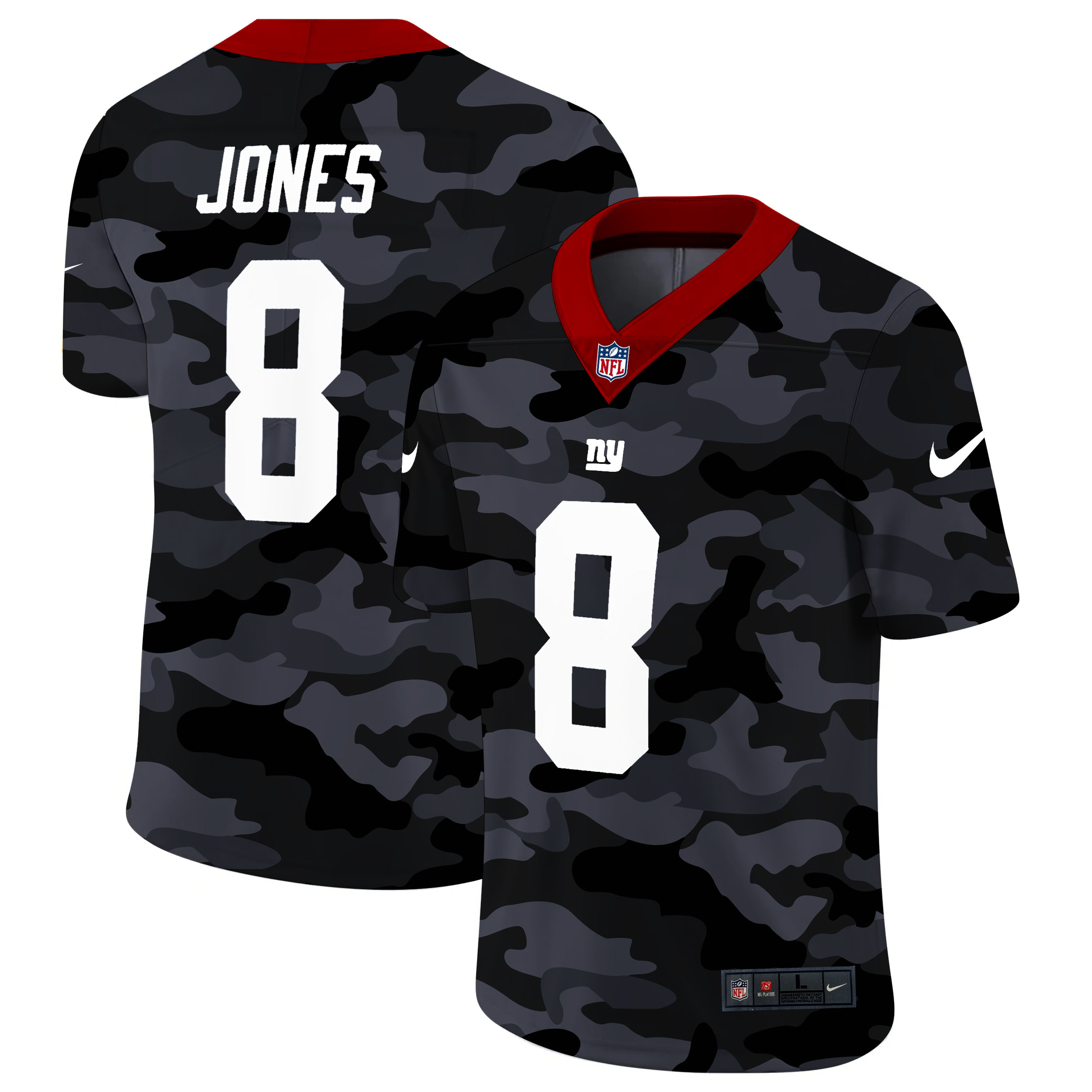 New York Giants #8 Daniel Jones Men's Nike 2020 Black CAMO Vapor Untouchable Limited Stitched NFL Jersey
