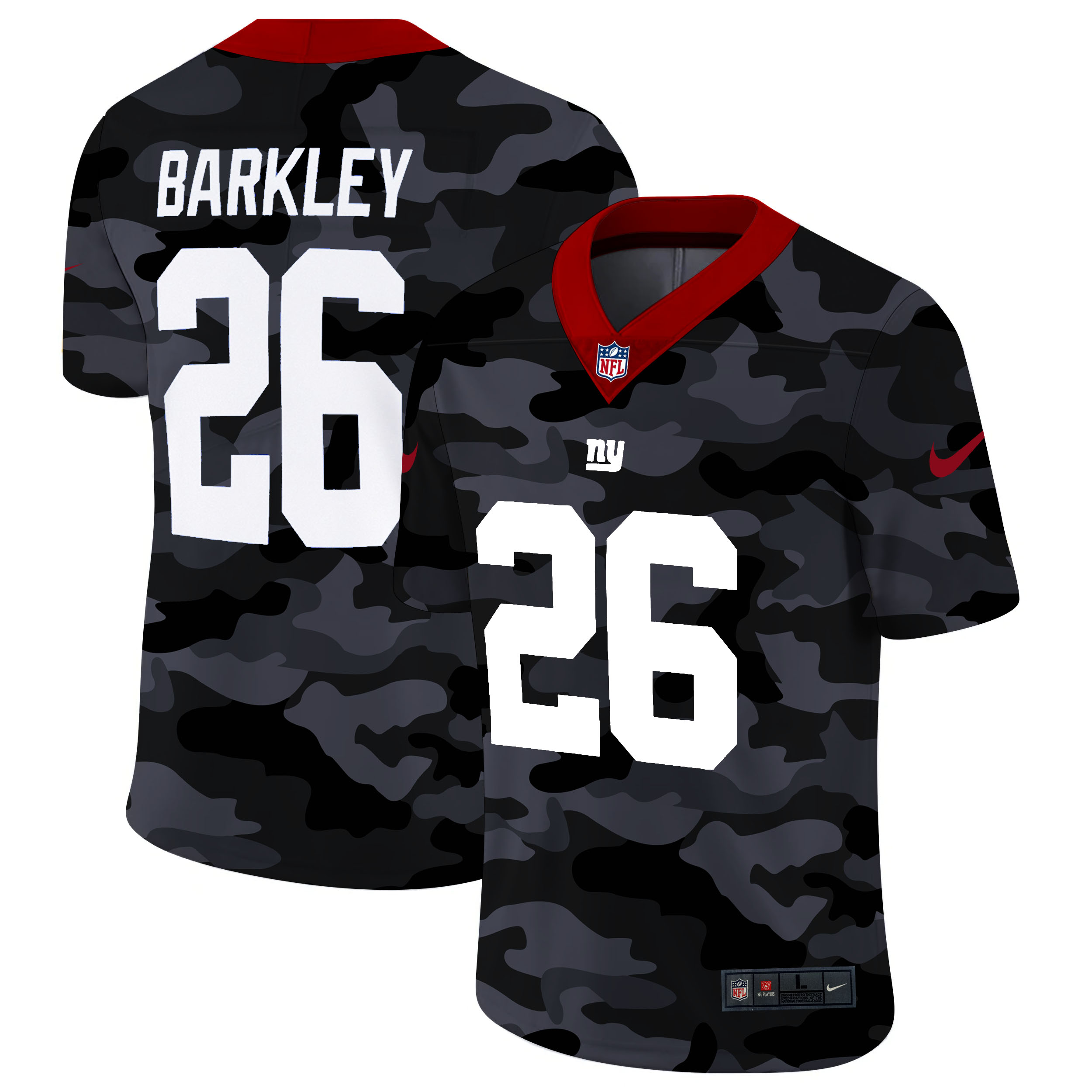 New York Giants #26 Saquon Barkley Men's Nike 2020 Black CAMO Vapor Untouchable Limited Stitched NFL Jersey