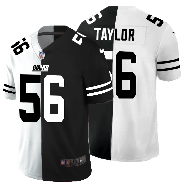New York Giants #56 Lawrence Taylor Men's Black V White Peace Split Nike Vapor Untouchable Limited NFL Jersey