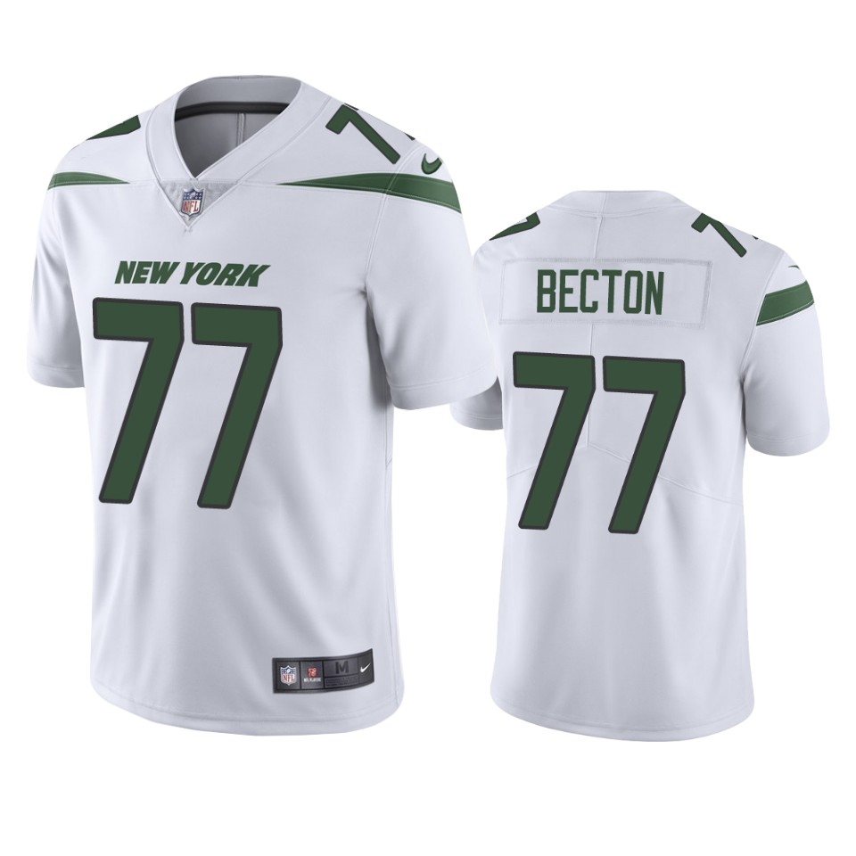 New York Jets #77 Mekhi Becton Men's Nike White 2020 NFL Draft Vapor Limited Jersey