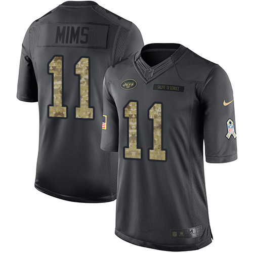 Nike Jets #11 Denzel Mim Black Men's Stitched NFL Limited 2016 Salute to Service Jersey