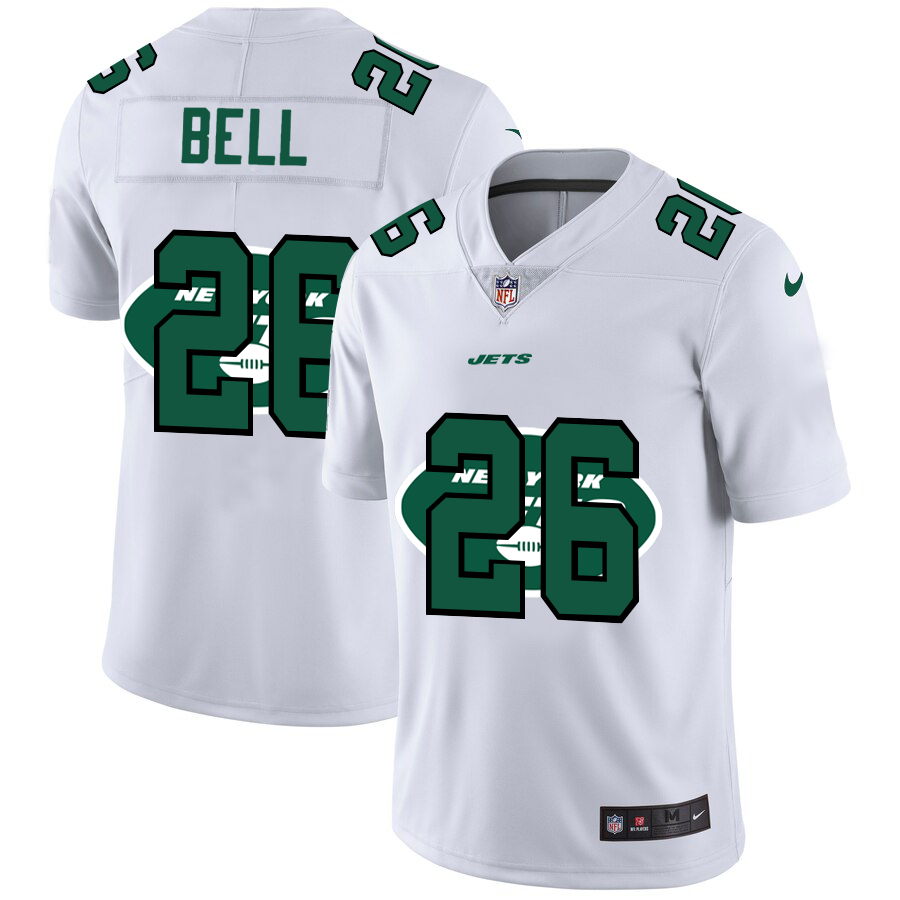 New York Jets #26 Le'Veon Bell White Men's Nike Team Logo Dual Overlap Limited NFL Jersey