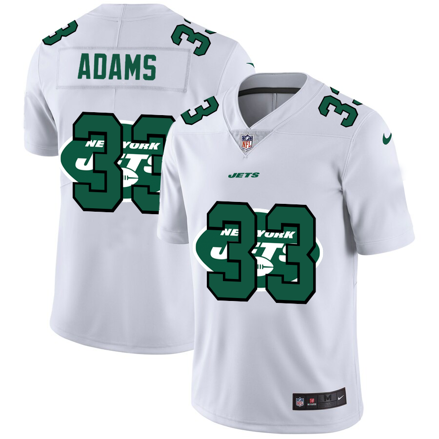 New York Jets #33 Jamal Adams White Men's Nike Team Logo Dual Overlap Limited NFL Jersey