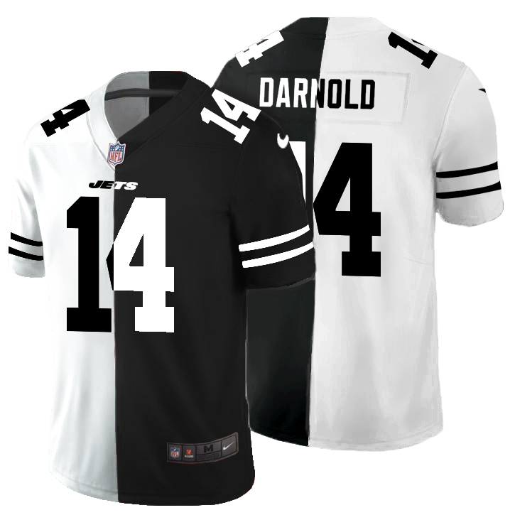 New York Jets #14 Sam Darnold Men's Black V White Peace Split Nike Vapor Untouchable Limited NFL Jersey
