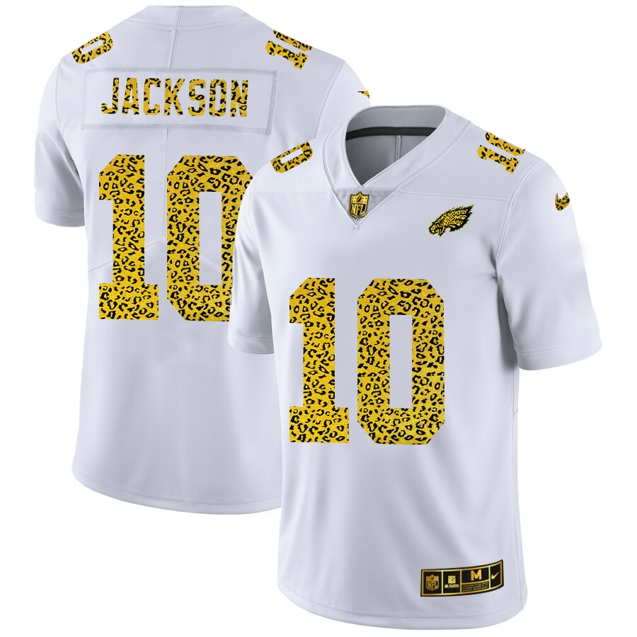 Philadelphia Eagles #10 Desean Jackson Men's Nike Flocked Leopard Print Vapor Limited NFL Jersey White