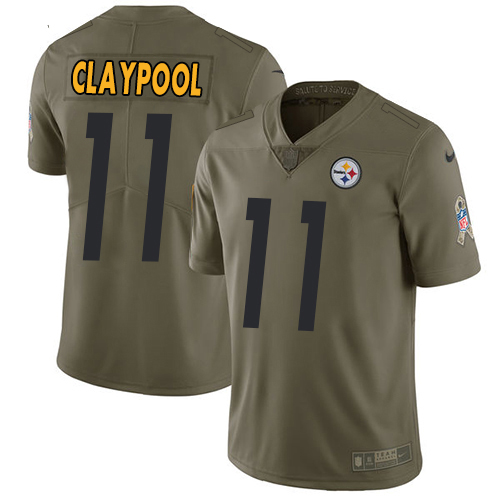 Nike Steelers #11 Chase Claypool Olive Men's Stitched NFL Limited 2017 Salute To Service Jersey