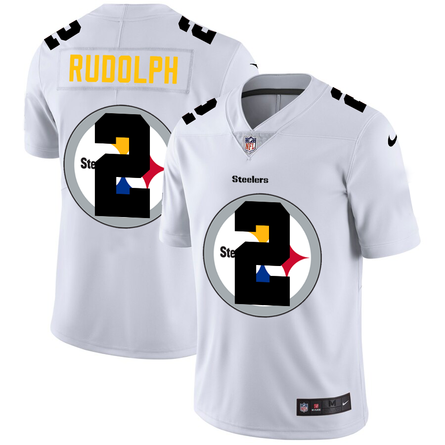 Pittsburgh Steelers #2 Mason Rudolph White Men's Nike Team Logo Dual Overlap Limited NFL Jersey