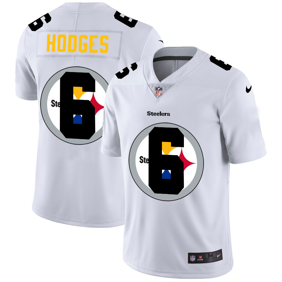 Pittsburgh Steelers #6 Devlin Hodges White Men's Nike Team Logo Dual Overlap Limited NFL Jersey