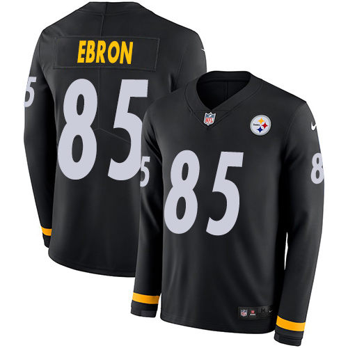 Nike Steelers #85 Eric Ebron Black Team Color Men's Stitched NFL Limited Therma Long Sleeve Jersey