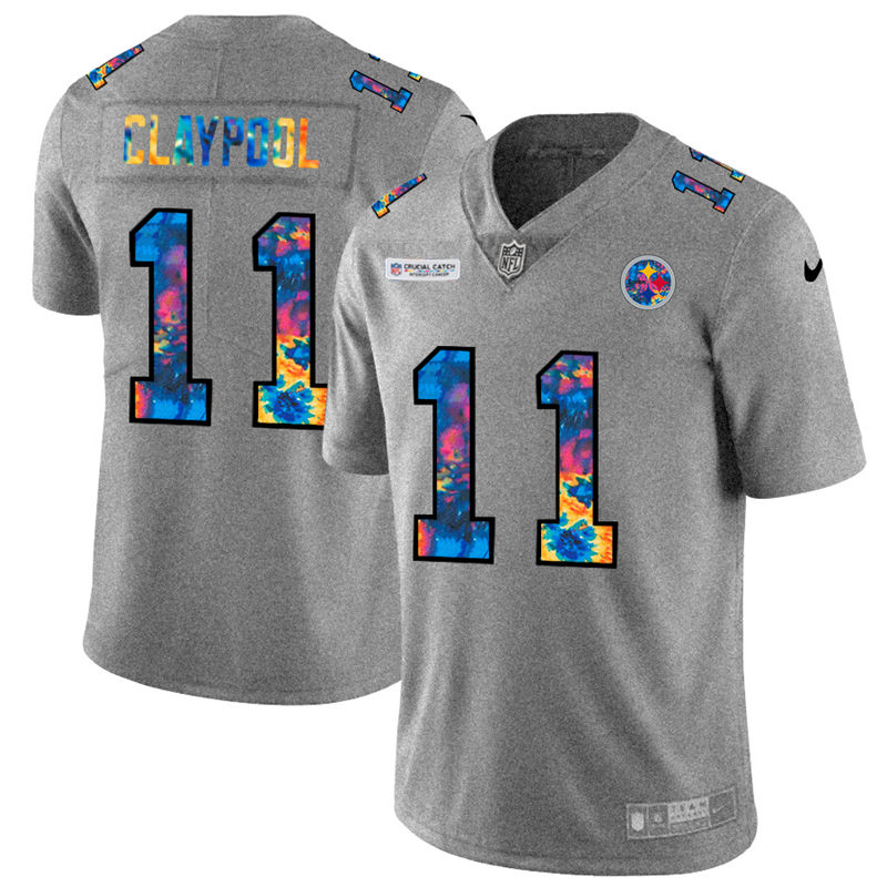 Pittsburgh Steelers #11 Chase Claypool Men's Nike Multi-Color 2020 NFL Crucial Catch NFL Jersey Greyheather