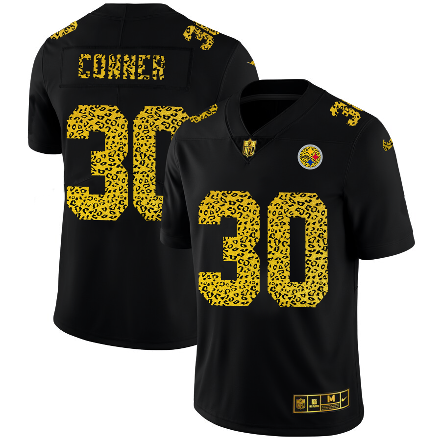 Pittsburgh Steelers #30 James Conner Men's Nike Leopard Print Fashion Vapor Limited NFL Jersey Black