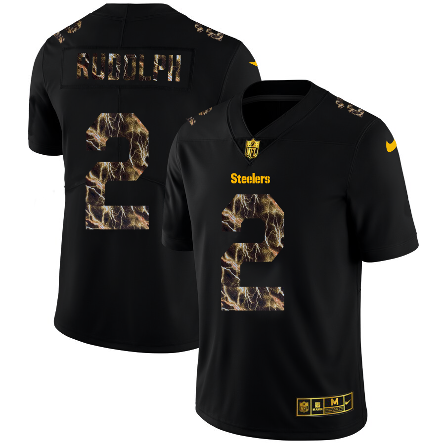 Pittsburgh Steelers #2 Mason Rudolph Men's Black Nike Flocked Lightning Vapor Limited NFL Jersey