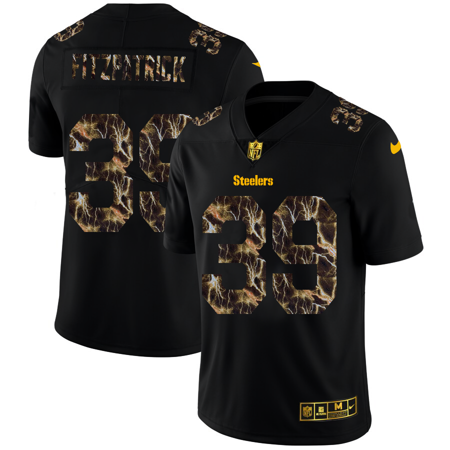 Pittsburgh Steelers #39 Minkah Fitzpatrick Men's Black Nike Flocked Lightning Vapor Limited NFL Jersey
