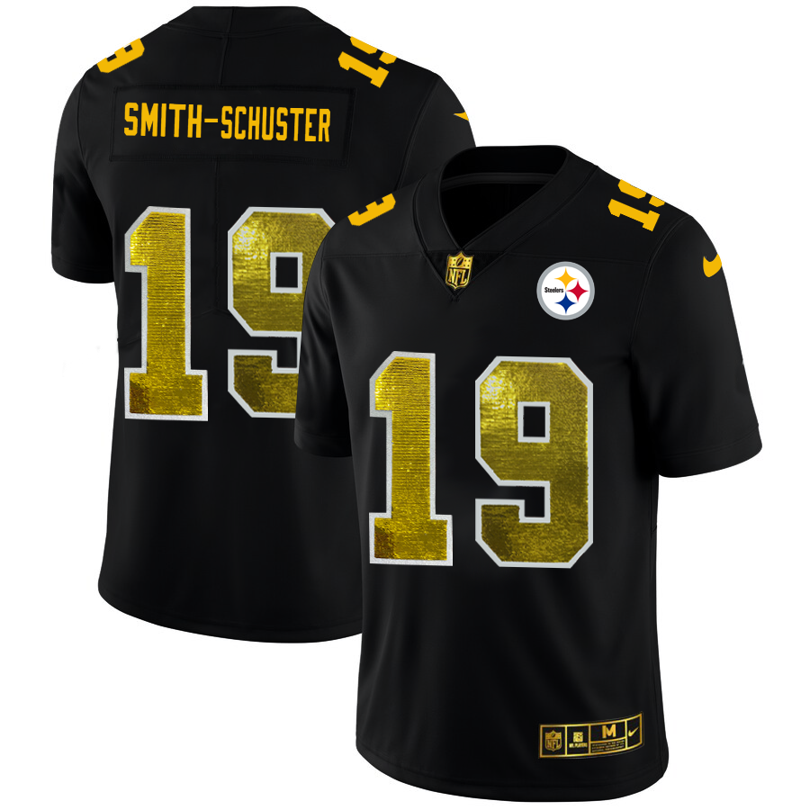 Pittsburgh Steelers #19 JuJu Smith-Schuster Men's Black Nike Golden Sequin Vapor Limited NFL Jersey
