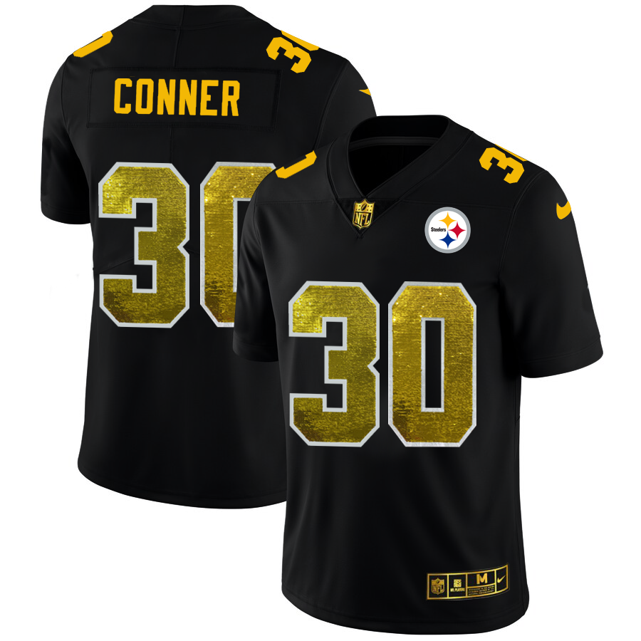 Pittsburgh Steelers #30 James Conner Men's Black Nike Golden Sequin Vapor Limited NFL Jersey