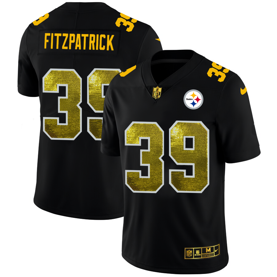 Pittsburgh Steelers #39 Minkah Fitzpatrick Men's Black Nike Golden Sequin Vapor Limited NFL Jersey