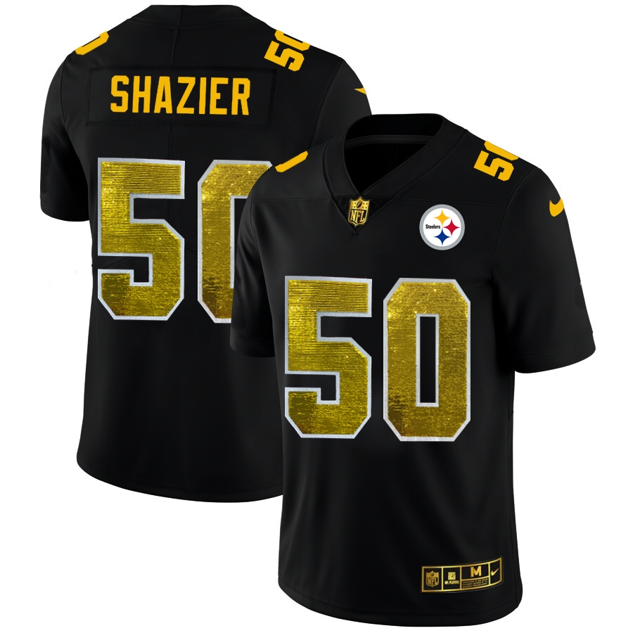 Pittsburgh Steelers #50 Ryan Shazier Men's Black Nike Golden Sequin Vapor Limited NFL Jersey