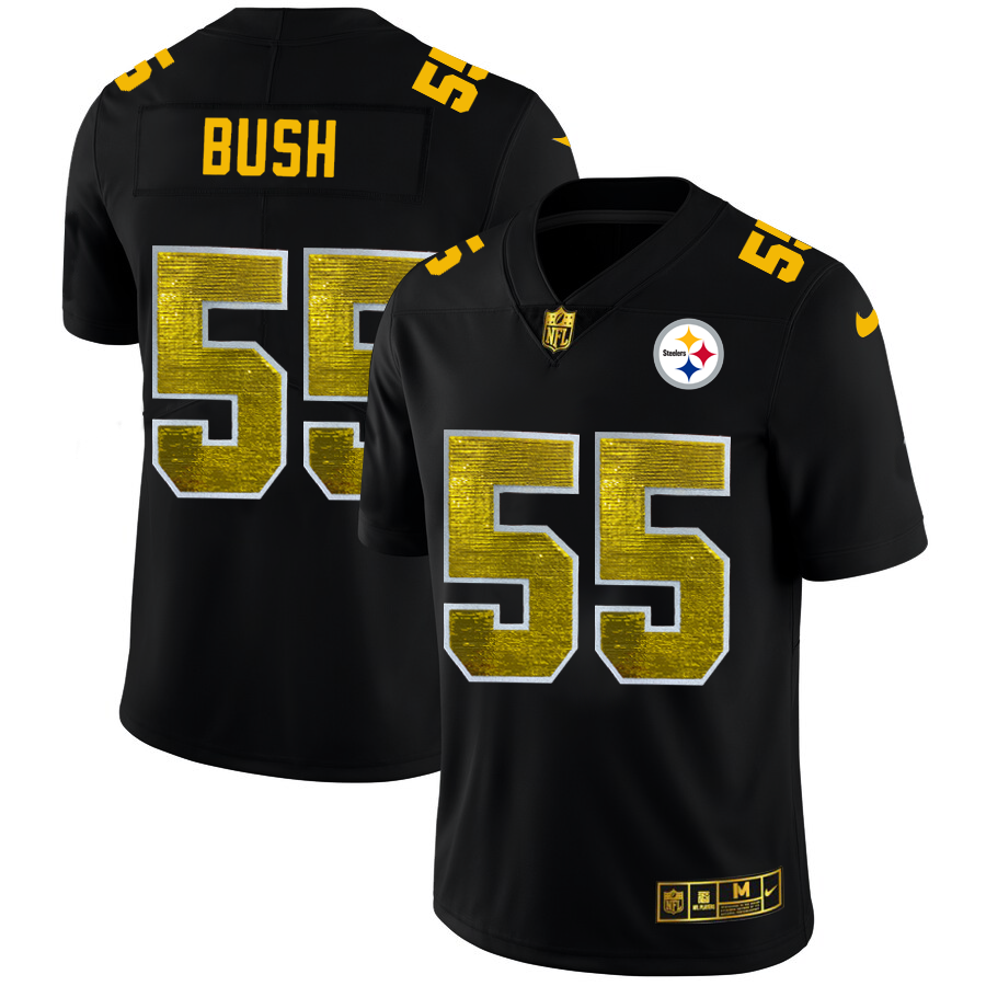 Pittsburgh Steelers #55 Devin Bush Men's Black Nike Golden Sequin Vapor Limited NFL Jersey