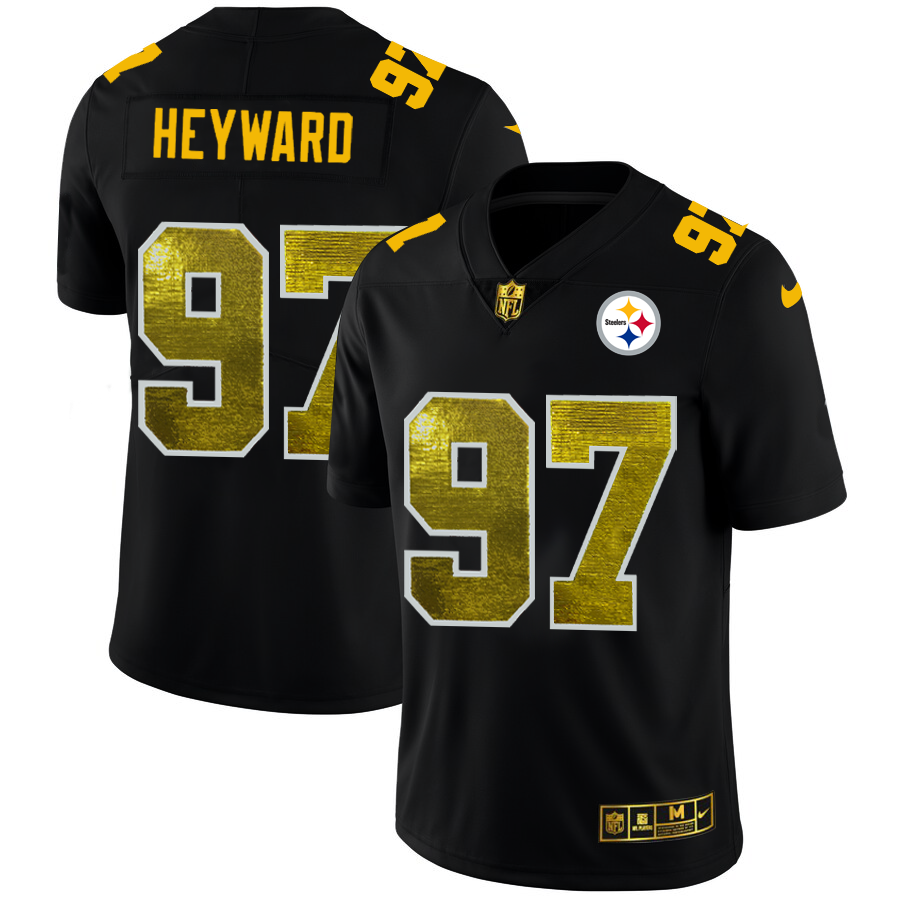 Pittsburgh Steelers #97 Cameron Heyward Men's Black Nike Golden Sequin Vapor Limited NFL Jersey