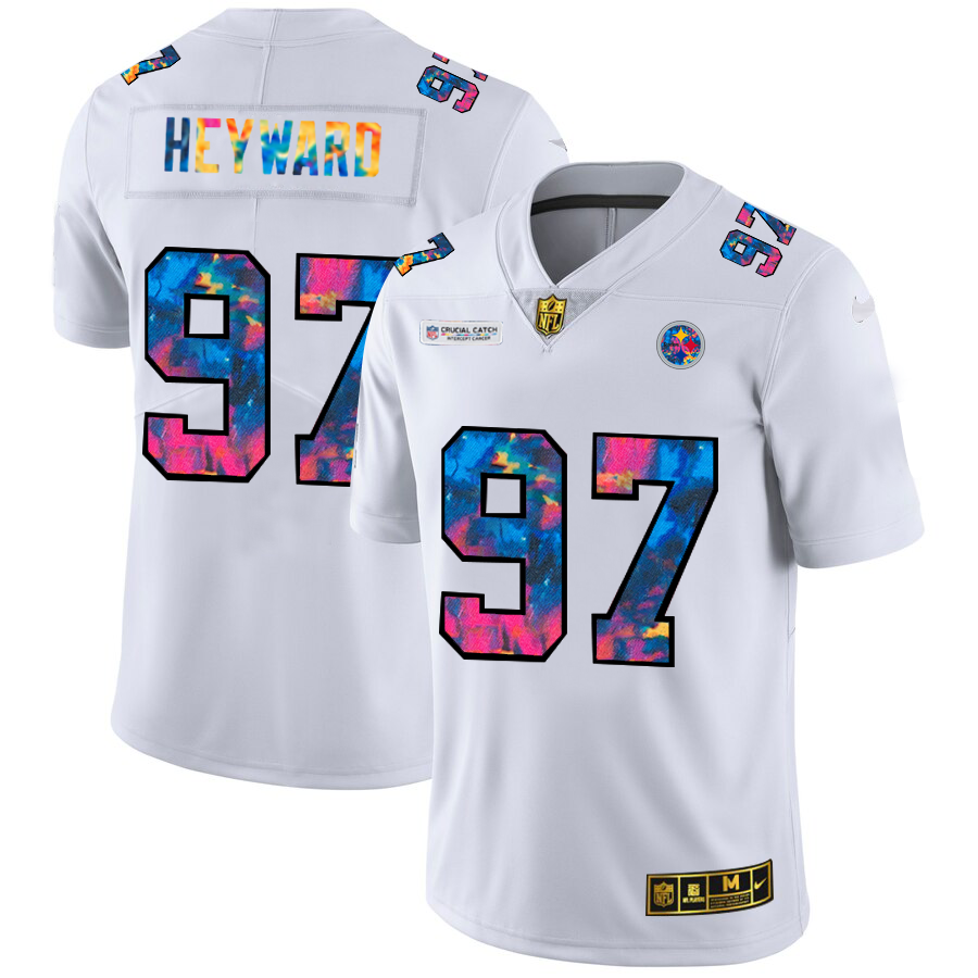 Pittsburgh Steelers #97 Cameron Heyward Men's White Nike Multi-Color 2020 NFL Crucial Catch Limited NFL Jersey