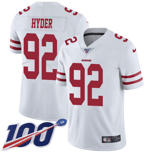 Nike 49ers #92 Kerry Hyder White Men's Stitched NFL 100th Season Vapor Untouchable Limited Jersey
