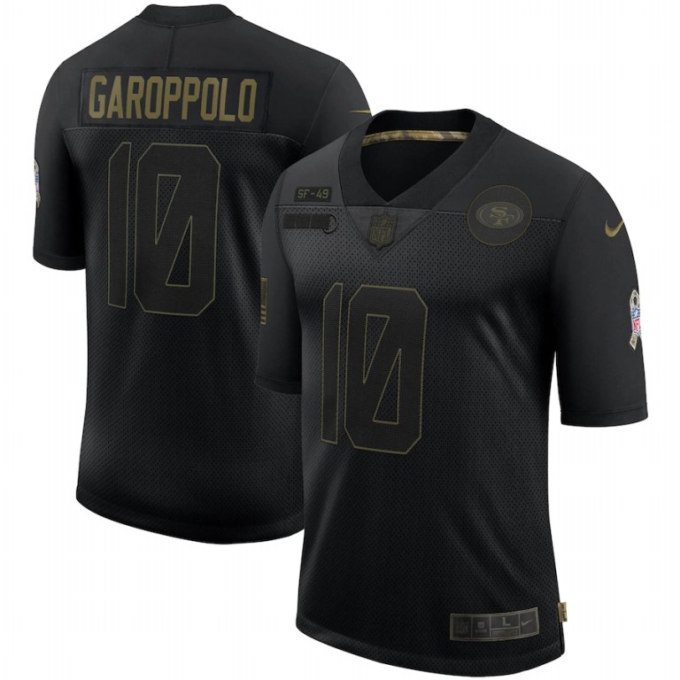 San Francisco 49ers #10 Jimmy Garoppolo Nike 2020 Salute To Service Limited Jersey Black