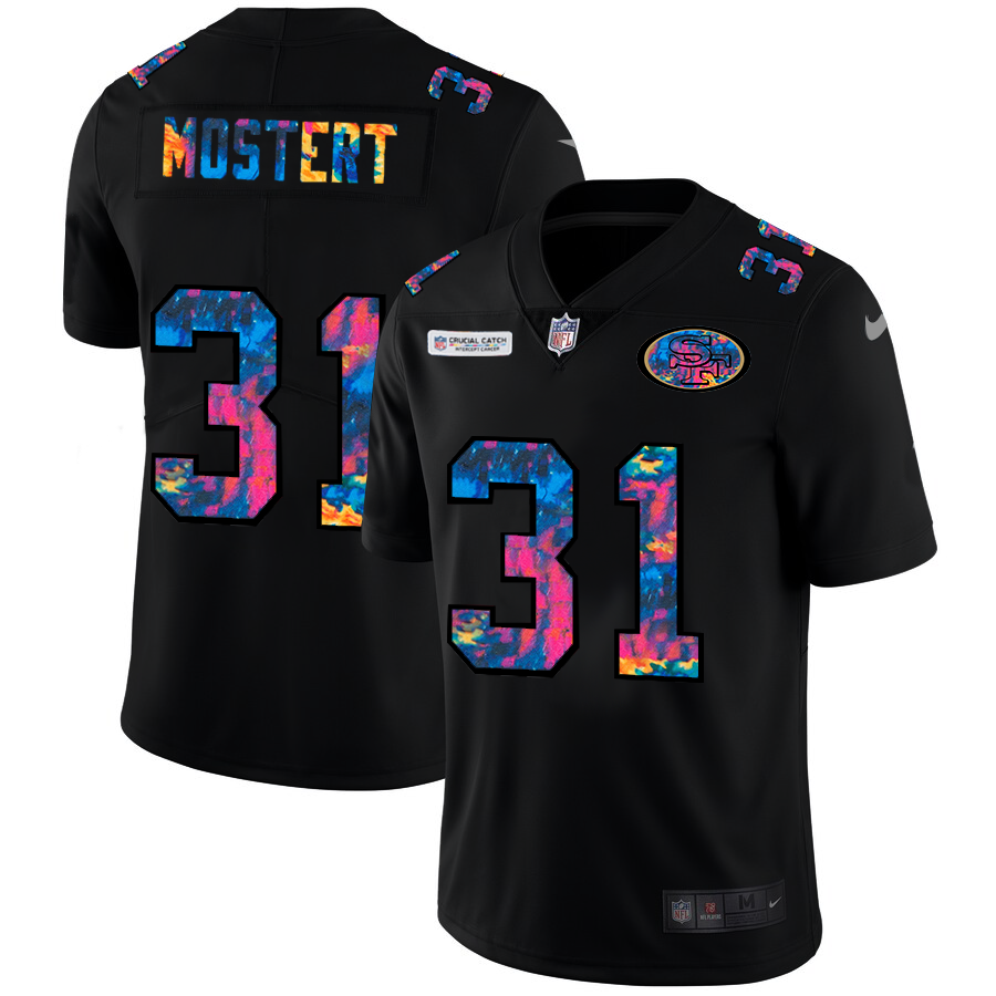 San Francisco 49ers #31 Raheem Mostert Men's Nike Multi-Color Black 2020 NFL Crucial Catch Vapor Untouchable Limited Jersey