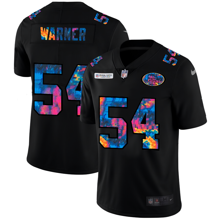 San Francisco 49ers #54 Fred Warner Men's Nike Multi-Color Black 2020 NFL Crucial Catch Vapor Untouchable Limited Jersey