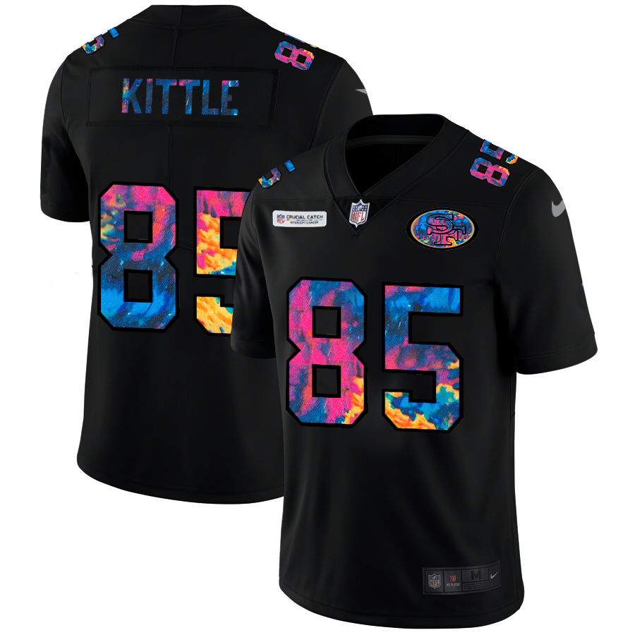 San Francisco 49ers #85 George Kittle Men's Nike Multi-Color Black 2020 NFL Crucial Catch Vapor Untouchable Limited Jersey