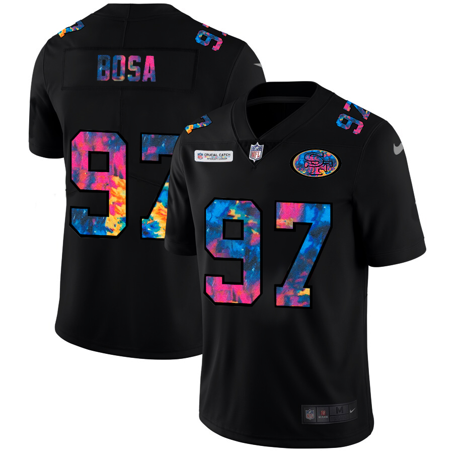 San Francisco 49ers #97 Nick Bosa Men's Nike Multi-Color Black 2020 NFL Crucial Catch Vapor Untouchable Limited Jersey