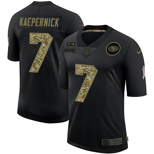 San Francisco 49ers #7 Colin Kaepernick Men's Nike 2020 Salute To Service Camo Limited NFL Jersey Black
