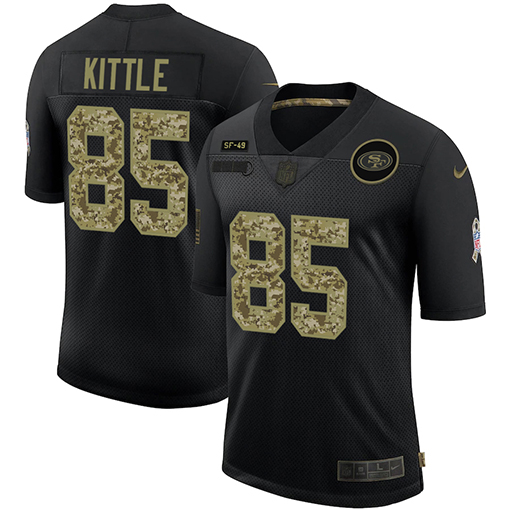 San Francisco 49ers #85 George Kittle Men's Nike 2020 Salute To Service Camo Limited NFL Jersey Black