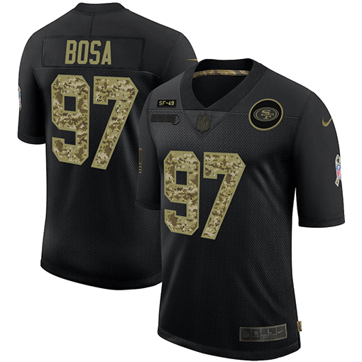San Francisco 49ers #97 Nick Bosa Men's Nike 2020 Salute To Service Camo Limited NFL Jersey Black