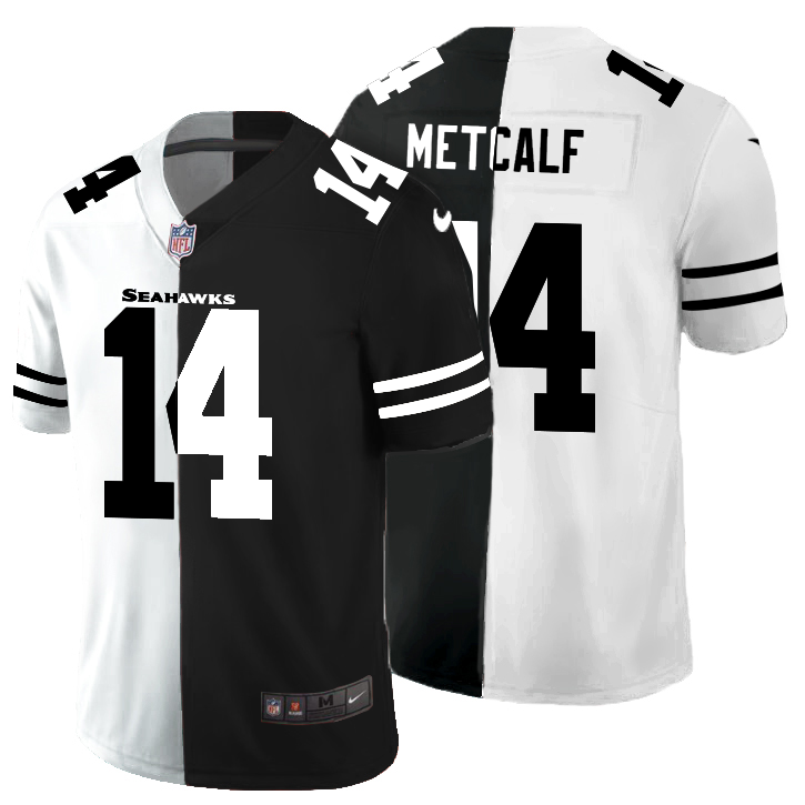 Seattle Seahawks #14 DK Metcalf Men's Black V White Peace Split Nike Vapor Untouchable Limited NFL Jersey