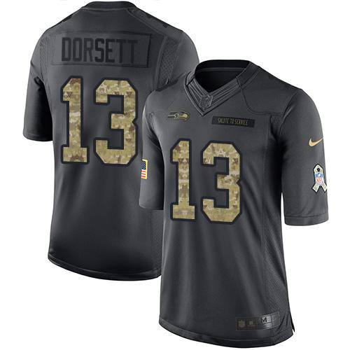 Nike Seahawks #13 Phillip Dorsett Black Men's Stitched NFL Limited 2016 Salute to Service Jersey