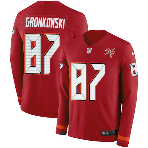 Nike Buccaneers #87 Rob Gronkowski Red Team Color Men's Stitched NFL Limited Therma Long Sleeve Jersey