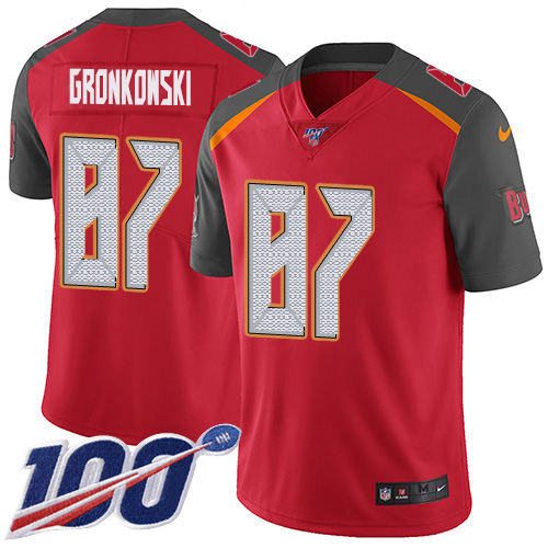 Nike Buccaneers #87 Rob Gronkowski Red Team Color Men's Stitched NFL 100th Season Vapor Untouchable Limited Jersey