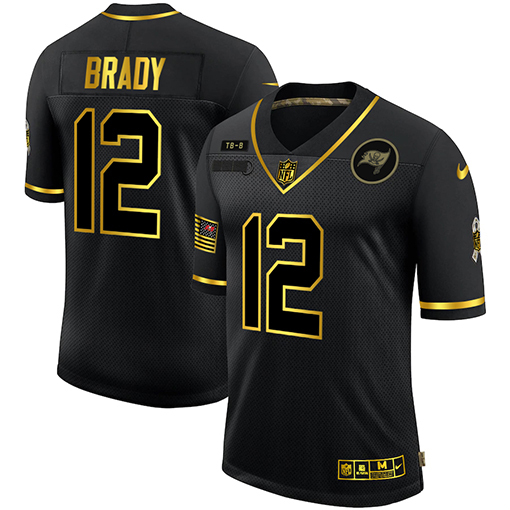 Tampa Bay Buccaneers #12 Tom Brady Men's Nike 2020 Salute To Service Golden Limited NFL Jersey Black
