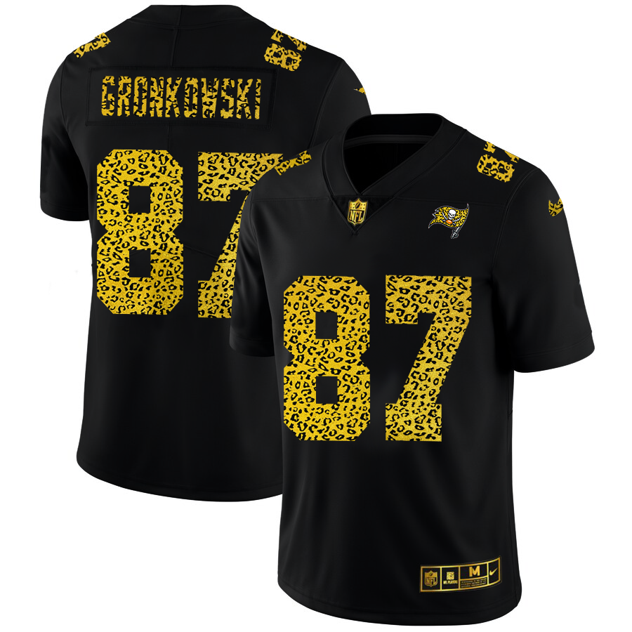 Tampa Bay Buccaneers #87 Rob Gronkowski Men's Nike Leopard Print Fashion Vapor Limited NFL Jersey Black