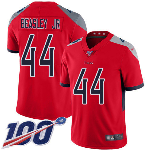 Nike Titans #44 Vic Beasley Jr Red Men's Stitched NFL Limited Inverted Legend 100th Season Jersey