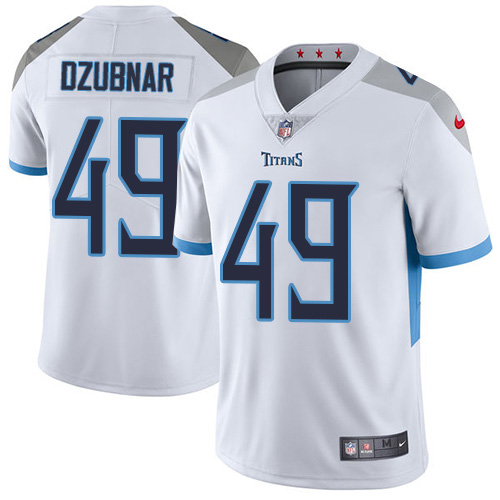 Nike Titans #49 Nick Dzubnar White Men's Stitched NFL Vapor Untouchable Limited Jersey