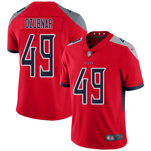 Nike Titans #49 Nick Dzubnar Red Men's Stitched NFL Limited Inverted Legend Jersey